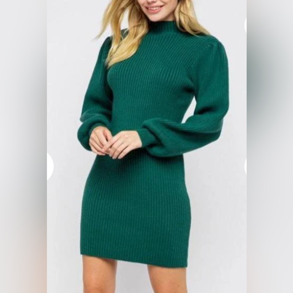 Abbeline Green Knit Mini Dress